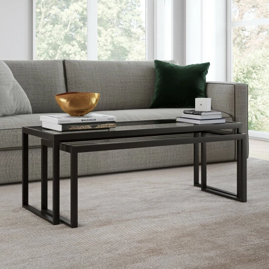 New đ Silver Orchid Goetz Blackened Bronze Nested Coffee Table 𼰠3 New đ Silver Orchid Goetz Blackened Bronze Nested Coffee Table đĽ°
