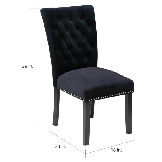 Buy 💯 Silver Orchid Flohr Tufted Velvet Dining Chairs (Set Of 2) Emerald Green ⭐ - Image 5