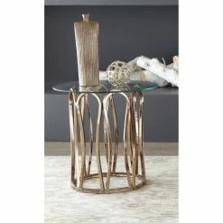 Cheapest 🌟 Silver Orchid Gish Chrome And Clear Round Top End Table ✨