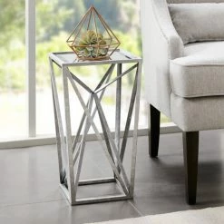 Promo 💯 Silver Orchid Allison Silver Angular Mirror Accent Table 🌟