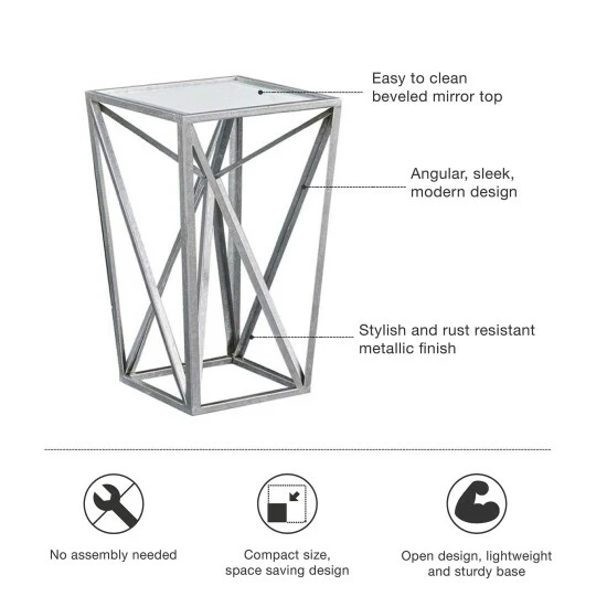 Promo đŻ Silver Orchid Allison Silver Angular Mirror Accent Table đ - Image 4