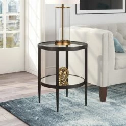 Best Pirce đ Silver Orchid Carol Mirrored Side Table Antique Brass đ