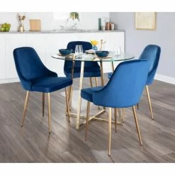 Best Pirce 🎁 Silver Orchid Naldi Contemporary-Glam Velvet Dining Chair (Set Of 2) Black Velvet/gold ✔️