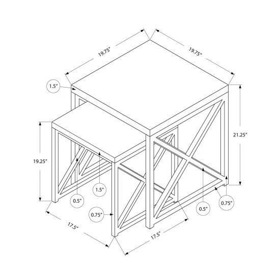Brand new ✨ Silver Orchid Andriot Glossy White/ Chrome Metal 2-piece Nesting Table Set 👏 - Image 2