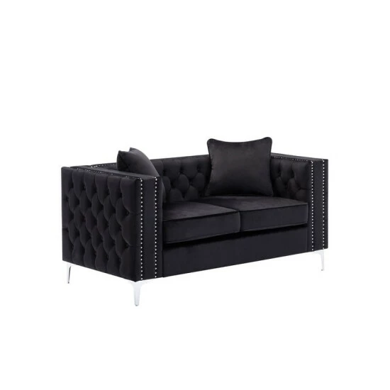 Best deal âď¸ Silver Orchid Winters Glam Button-tufted Velvet Loveseat Black đ 6 Best deal âď¸ Silver Orchid Winters Glam Button-tufted Velvet Loveseat Black đ - Image 4