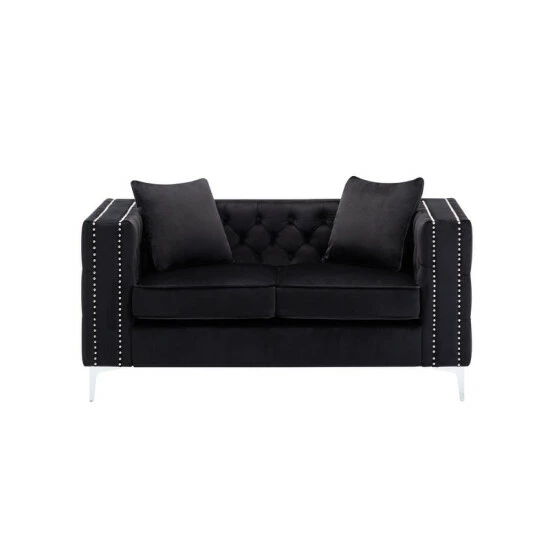 Best deal âď¸ Silver Orchid Winters Glam Button-tufted Velvet Loveseat Black đ 8 Best deal âď¸ Silver Orchid Winters Glam Button-tufted Velvet Loveseat Black đ - Image 6