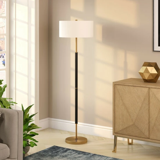 Coupon đ Silver Orchid Gotho Pedestal Contemporary Floor Lamp Matte White And Polished Nickel â¤ď¸