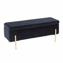 Flash Sale đ Silver Orchid Galotti Storage Bench Black Velvet/gold â