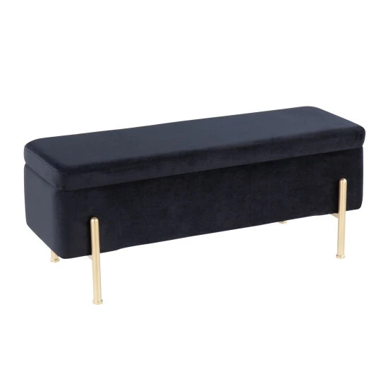 Flash Sale đ Silver Orchid Galotti Storage Bench Black Velvet/gold â
