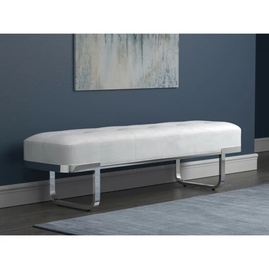 Coupon đ Silver Orchid Hasselquist Tufted Upholstered Bench Off White/chrome đ