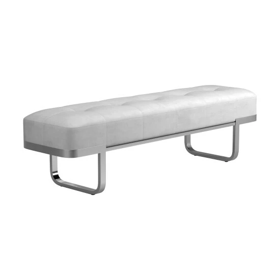 Coupon đ Silver Orchid Hasselquist Tufted Upholstered Bench Off White/chrome đ - Image 2