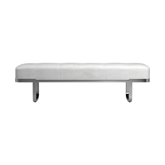 Coupon đ Silver Orchid Hasselquist Tufted Upholstered Bench Off White/chrome đ - Image 3