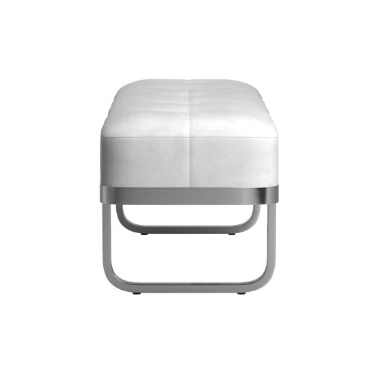 Coupon đ Silver Orchid Hasselquist Tufted Upholstered Bench Off White/chrome đ - Image 4