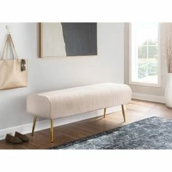 New 🌟 Silver Orchid Corday Pleated Velvet Bench 👍