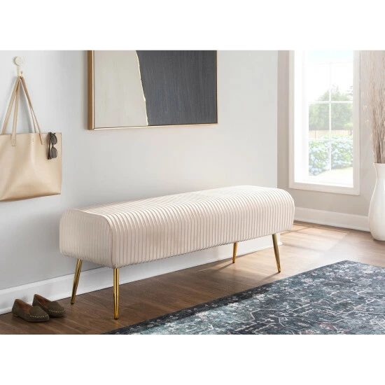 New đ Silver Orchid Corday Pleated Velvet Bench đ