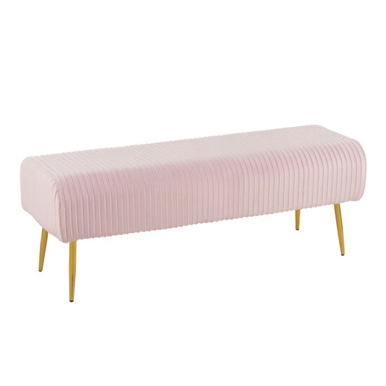 New đ Silver Orchid Corday Pleated Velvet Bench đ - Image 4
