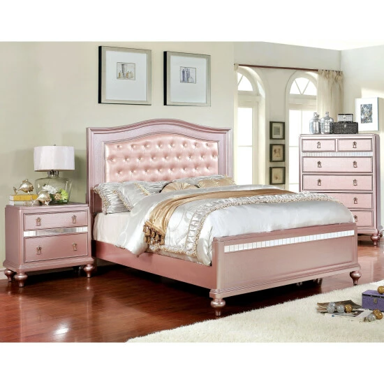 Best Pirce 🥰 Silver Orchid Gibson Rose Gold Button Tufted Bed ✔️ - Image 2