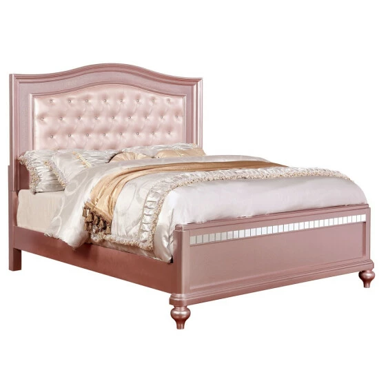 Best Pirce 🥰 Silver Orchid Gibson Rose Gold Button Tufted Bed ✔️ - Image 3