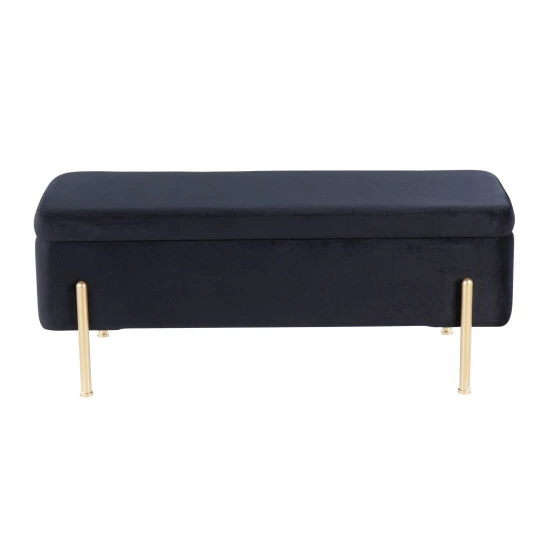 Flash Sale đ Silver Orchid Galotti Storage Bench Black Velvet/gold â - Image 6
