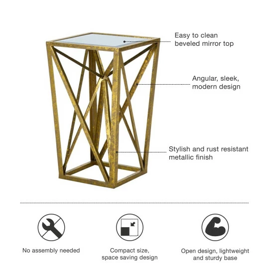 Hot Sale đ Silver Orchid Allison Gold Angular Modern Accent Table ⨠- Image 5