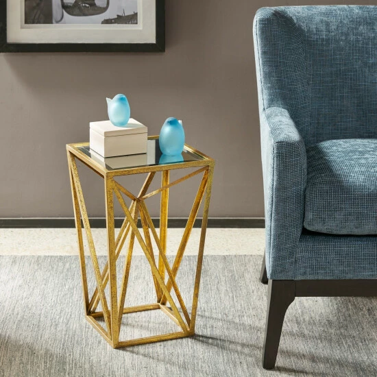 Hot Sale đ Silver Orchid Allison Gold Angular Modern Accent Table ⨠- Image 6