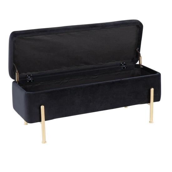 Flash Sale đ Silver Orchid Galotti Storage Bench Black Velvet/gold â - Image 7
