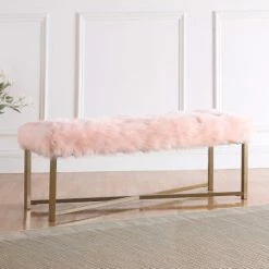 Brand new ❤️ Silver Orchid Kelly Pink Faux Fur Rectangle Bench 🥰 -Silver Orchid Shop unnamed file 860
