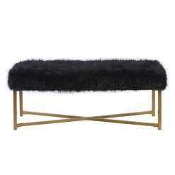 Brand new ❤️ Silver Orchid Kelly Pink Faux Fur Rectangle Bench 🥰 -Silver Orchid Shop unnamed file 861