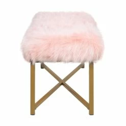 Brand new ❤️ Silver Orchid Kelly Pink Faux Fur Rectangle Bench 🥰 -Silver Orchid Shop unnamed file 863