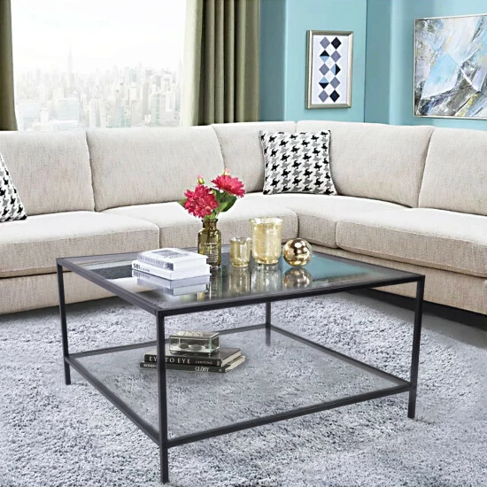 Cheapest đĽ Silver Orchid Caprice Square Glass Coffee Table đ