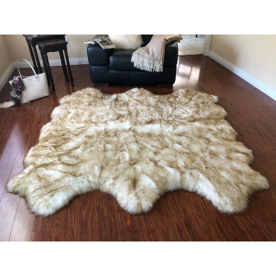 Best Sale ๐งจ Silver Orchid Nansen Luxurious Faux Sheepskin Pelt Shag Rug White W/black Tips ๐