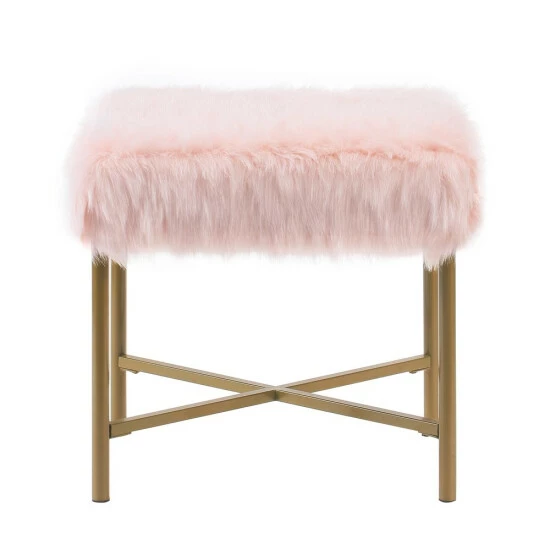 Best Pirce ๐ Silver Orchid Kelly Pink Faux Fur Square Ottoman ๐ 6 Best Pirce ๐ Silver Orchid Kelly Pink Faux Fur Square Ottoman ๐ - Image 4