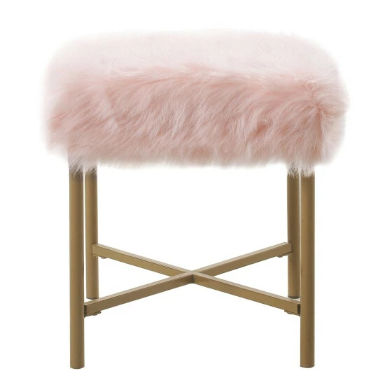 Best Pirce ๐ Silver Orchid Kelly Pink Faux Fur Square Ottoman ๐ 7 Best Pirce ๐ Silver Orchid Kelly Pink Faux Fur Square Ottoman ๐ - Image 5