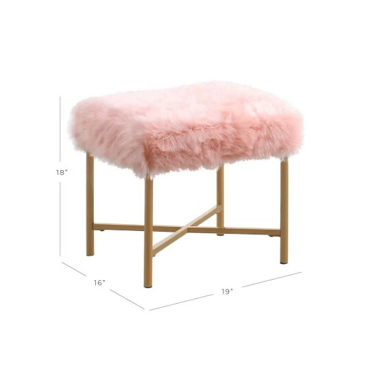 Best Pirce ๐ Silver Orchid Kelly Pink Faux Fur Square Ottoman ๐ 9 Best Pirce ๐ Silver Orchid Kelly Pink Faux Fur Square Ottoman ๐ - Image 7