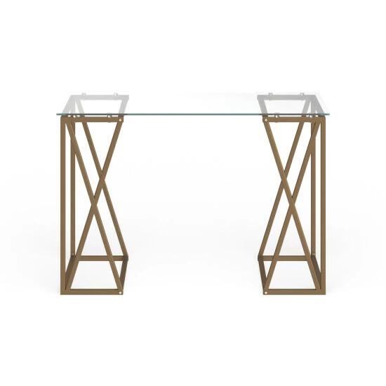 Outlet đ Silver Orchid Grant Gold Glass Top Desk đ - Image 2