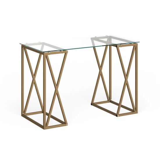 Outlet đ Silver Orchid Grant Gold Glass Top Desk đ - Image 4