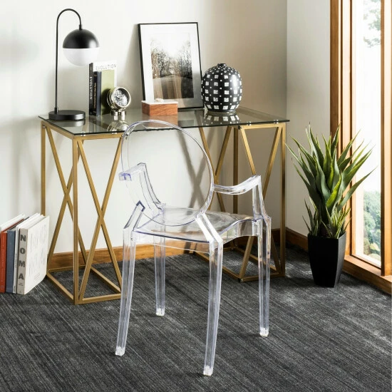 Outlet đ Silver Orchid Grant Gold Glass Top Desk đ - Image 5