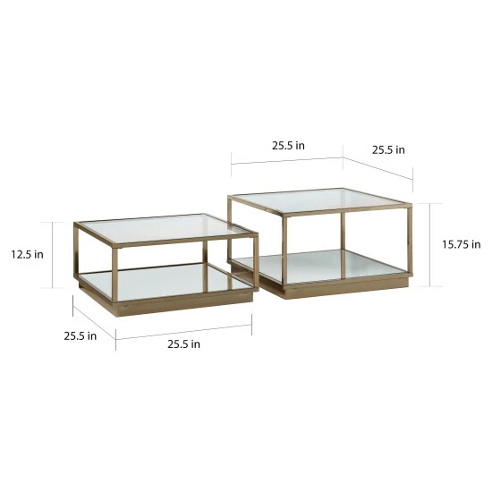 Coupon đ Silver Orchid Davidson Brass And Clear 2-piece Square Occasional Set đ 5 Coupon đ Silver Orchid Davidson Brass And Clear 2-piece Square Occasional Set đ - Image 3