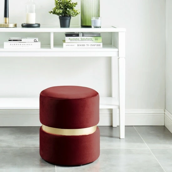 Hot Sale đ Silver Orchid Markus Round Modern Ottoman Blue â¤ď¸ - Image 2