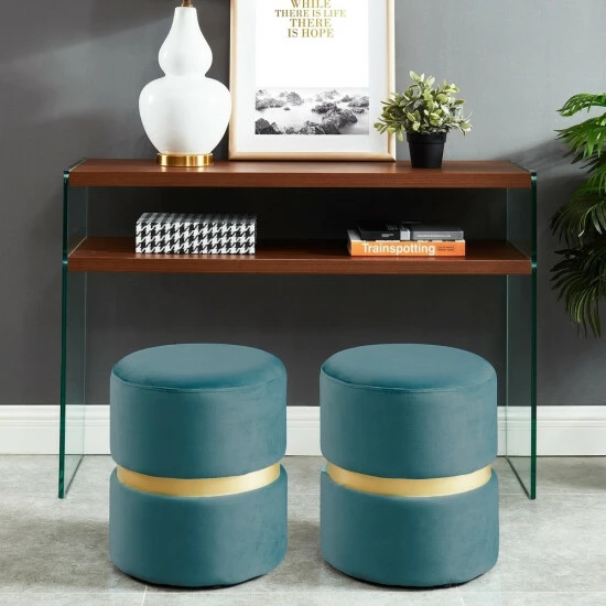 Hot Sale đ Silver Orchid Markus Round Modern Ottoman Blue â¤ď¸ - Image 5