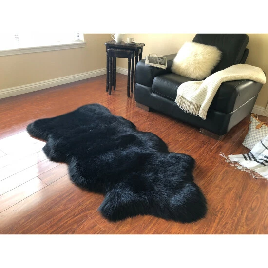 Best Sale ๐งจ Silver Orchid Nansen Luxurious Faux Sheepskin Pelt Shag Rug White W/black Tips ๐ - Image 7