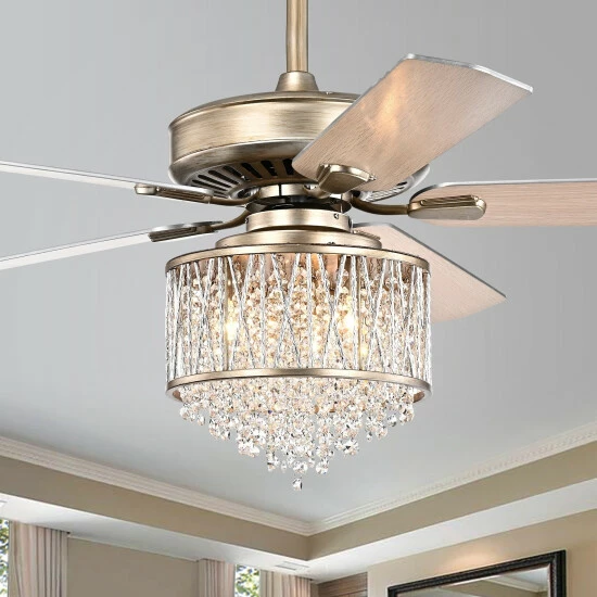 Cheap đ Silver Orchid Mason Brushed Brass 5-blade Lighted Ceiling Fan With Crystal Shade đ„°