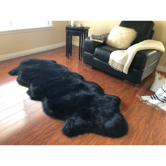 Best Sale ๐งจ Silver Orchid Nansen Luxurious Faux Sheepskin Pelt Shag Rug White W/black Tips ๐ - Image 8