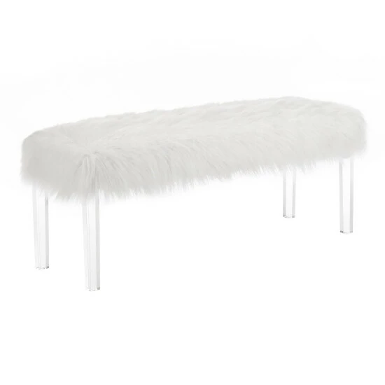 Cheap ๐ Silver Orchid Mackaill White Faux Fur Bench ๐ - Image 2
