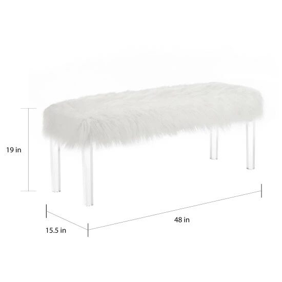 Cheap ๐ Silver Orchid Mackaill White Faux Fur Bench ๐ - Image 4