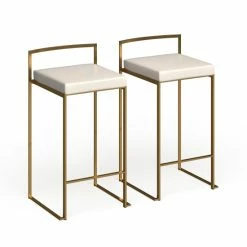 Hot Sale đ Silver Orchid Forrest Gold Stackable Counter Stool (Set Of 2) - N/A Blue Velvet đ