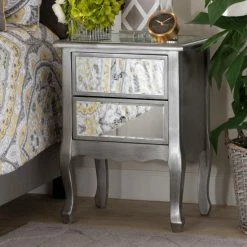 Best Pirce 😍 Silver Orchid Bruce Transitional Brushed Silver Nightstand ⌛