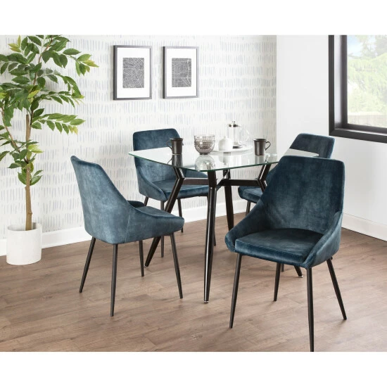 Discount đ Silver Orchid Alba Upholstered Dining Chair With Black Metal Finish - Set Of 2 Blue Corduroy âď¸ - Image 2