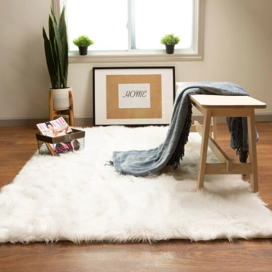 Budget đ Silver Orchid Parrott Faux Fur Sheepskin Area Rug Light Brown đ
